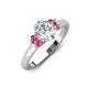 3 - Gemma 8x6 mm Oval Cut Lab Grown Diamond and Pink Tourmaline Trellis Three Stone Engagement Ring 