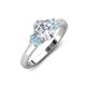 3 - Gemma 8x6 mm Oval Cut Lab Grown Diamond and Aquamarine Trellis Three Stone Engagement Ring 