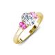 3 - Gemma 8x6 mm Oval Cut Lab Grown Diamond and Pink Sapphire Trellis Three Stone Engagement Ring 