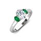 3 - Gemma 8x6 mm Oval Cut Lab Grown Diamond and Emerald Trellis Three Stone Engagement Ring 