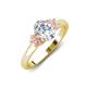 3 - Gemma 8x6 mm Oval Cut Lab Grown Diamond and Morganite Trellis Three Stone Engagement Ring 