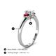 4 - Gemma 7x5 mm Oval Cut Lab Grown Diamond and Ruby Trellis Three Stone Engagement Ring 