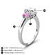 4 - Gemma 8x6 mm Oval Cut Lab Grown Diamond and Pink Sapphire Trellis Three Stone Engagement Ring 