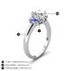 4 - Gemma 8x6 mm Oval Cut Lab Grown Diamond and Tanzanite Trellis Three Stone Engagement Ring 