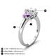 4 - Gemma 8x6 mm Oval Cut Lab Grown Diamond and Amethyst Trellis Three Stone Engagement Ring 