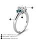 4 - Gemma 8x6 mm Oval Cut Lab Grown Diamond and London Blue Topaz Trellis Three Stone Engagement Ring 