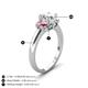 4 - Gemma 8x6 mm Oval Cut Lab Grown Diamond and Pink Tourmaline Trellis Three Stone Engagement Ring 