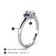 4 - Gemma 7x5 mm Oval Cut Lab Grown Diamond and Blue Sapphire Trellis Three Stone Engagement Ring 