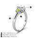 4 - Gemma 8x6 mm Oval Cut Lab Grown Diamond and Peridot Trellis Three Stone Engagement Ring 