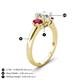4 - Gemma 8x6 mm Oval Cut Lab Grown Diamond and Ruby Trellis Three Stone Engagement Ring 