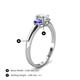 4 - Gemma 7x5 mm Oval Cut GIA Certified Natural Diamond and Tanzanite Trellis Three Stone Engagement Ring 