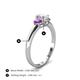 4 - Gemma 7x5 mm Oval Cut GIA Certified Natural Diamond and Amethyst Trellis Three Stone Engagement Ring 