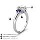 4 - Gemma 8x6 mm Oval Cut GIA Certified Natural Diamond and Blue Sapphire Trellis Three Stone Engagement Ring 