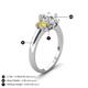 4 - Gemma 8x6 mm Oval Cut GIA Certified Natural Diamond and Yellow Sapphire Trellis Three Stone Engagement Ring 