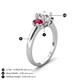 4 - Gemma 8x6 mm Oval Cut GIA Certified Natural Diamond and Ruby Trellis Three Stone Engagement Ring 