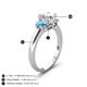 4 - Gemma 8x6 mm Oval Cut GIA Certified Natural Diamond and Blue Topaz Trellis Three Stone Engagement Ring 