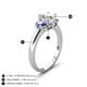 4 - Gemma 8x6 mm Oval Cut GIA Certified Natural Diamond and Iolite Trellis Three Stone Engagement Ring 