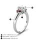 4 - Gemma 8x6 mm Oval Cut GIA Certified Natural Diamond and Red Garnet Trellis Three Stone Engagement Ring 