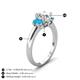 4 - Gemma 8x6 mm Oval Cut GIA Certified Natural Diamond and Turquoise Trellis Three Stone Engagement Ring 
