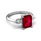 5 - Leah 3.63 ctw Created Ruby Emerald Shape (9x7 mm) Hidden Halo accented Lab Grown Diamond Engagement Ring 