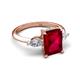 5 - Leah 3.63 ctw Created Ruby Emerald Shape (9x7 mm) Hidden Halo accented Lab Grown Diamond Engagement Ring 
