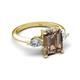 5 - Leah 2.93 ctw Smoky Quartz Emerald Shape (9x7 mm) Hidden Halo accented Lab Grown Diamond Engagement Ring 