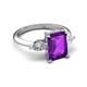 5 - Leah 2.93 ctw Amethyst Emerald Shape (9x7 mm) Hidden Halo accented Lab Grown Diamond Engagement Ring 