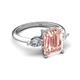 5 - Leah 3.18 ctw Morganite Emerald Shape (9x7 mm) Hidden Halo accented Lab Grown Diamond Engagement Ring 