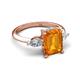 5 - Leah 2.93 ctw Citrine Emerald Shape (9x7 mm) Hidden Halo accented Lab Grown Diamond Engagement Ring 