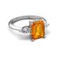 5 - Leah 2.93 ctw Citrine Emerald Shape (9x7 mm) Hidden Halo accented Lab Grown Diamond Engagement Ring 