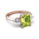 5 - Leah 3.38 ctw Peridot Emerald Shape (9x7 mm) Hidden Halo accented Lab Grown Diamond Engagement Ring 
