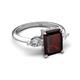 5 - Leah 3.93 ctw Red Garnet Emerald Shape (9x7 mm) Hidden Halo accented Lab Grown Diamond Engagement Ring 