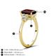 4 - Leah 3.93 ctw Red Garnet Emerald Shape (9x7 mm) Hidden Halo accented Lab Grown Diamond Engagement Ring 