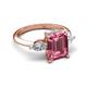 5 - Leah 3.78 ctw Pink Tourmaline Emerald Shape (9x7 mm) Hidden Halo accented Lab Grown Diamond Engagement Ring 