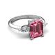 5 - Leah 3.78 ctw Pink Tourmaline Emerald Shape (9x7 mm) Hidden Halo accented Lab Grown Diamond Engagement Ring 