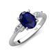 3 - Leah 3.43 ctw Blue Sapphire Oval Shape (9x7 mm) Hidden Halo accented Lab Grown Diamond Engagement Ring 
