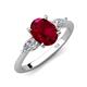 3 - Leah 3.43 ctw Created Ruby Oval Shape (9x7 mm) Hidden Halo accented Lab Grown Diamond Engagement Ring 
