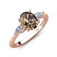 3 - Leah 2.68 ctw Smoky Quartz Oval Shape (9x7 mm) Hidden Halo accented Lab Grown Diamond Engagement Ring 