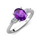 3 - Leah 2.93 ctw Amethyst Oval Shape (9x7 mm) Hidden Halo accented Lab Grown Diamond Engagement Ring 