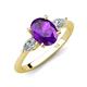 3 - Leah 2.93 ctw Amethyst Oval Shape (9x7 mm) Hidden Halo accented Lab Grown Diamond Engagement Ring 