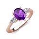 3 - Leah 2.93 ctw Amethyst Oval Shape (9x7 mm) Hidden Halo accented Lab Grown Diamond Engagement Ring 