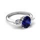 5 - Leah 3.43 ctw Blue Sapphire Oval Shape (9x7 mm) Hidden Halo accented Lab Grown Diamond Engagement Ring 