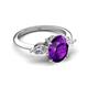 5 - Leah 2.93 ctw Amethyst Oval Shape (9x7 mm) Hidden Halo accented Lab Grown Diamond Engagement Ring 