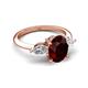 5 - Leah 3.13 ctw Red Garnet Oval Shape (9x7 mm) Hidden Halo accented Lab Grown Diamond Engagement Ring 