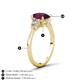 4 - Leah 3.23 ctw Rhodolite Garnet Oval Shape (9x7 mm) Hidden Halo accented Lab Grown Diamond Engagement Ring 