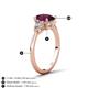 4 - Leah 3.23 ctw Rhodolite Garnet Oval Shape (9x7 mm) Hidden Halo accented Lab Grown Diamond Engagement Ring 