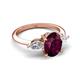 5 - Leah 3.23 ctw Rhodolite Garnet Oval Shape (9x7 mm) Hidden Halo accented Lab Grown Diamond Engagement Ring 