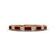 1 - Kelli 1.02 ctw Baguette Shape Red Garnet and Round Lab Grown Diamond Milgrain Wedding Band 