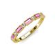 4 - Kelli 0.87 ctw Baguette Shape Pink Sapphire and Round Natural Diamond Milgrain Wedding Band 
