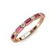 4 - Kelli 0.82 ctw Baguette Shape Pink Tourmaline and Round Natural Diamond Milgrain Wedding Band 
